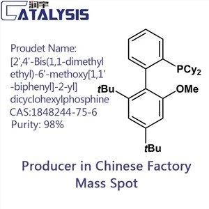 [2',4'-Bis(1,1-dimethylethyl)-6'-methoxy[1,1'-biphenyl]-2-yl]dicyclohexylphosphine CAS: 1848244-75-6